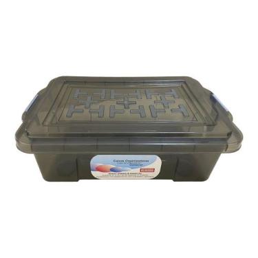 Imagem de Caixa Organizadora São Bernardo Container em Plástico Fumê 8,4L, UNICA