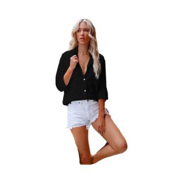 Imagem de Camisa Feminina Vintage de Linho e Algodão Plus Size - Estilo Harajuku