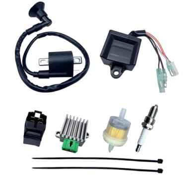 Imagem de QINLANAP Kit De Bobina Ignição Com 6 Unidades, Compatível Polaris Scrambler 50 90 2000-2003, Predator 2003-2006, Sportsman 2002-2003 Caixa Cdi, Filtro Combustível, Relé Solenoide Partida, Vela