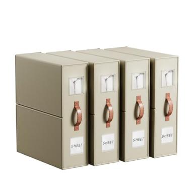 Imagem de EE-RoomWorld Pacote com 4 organizadores de armazenamento de lençóis - Organizador de armário de tecido premium com janela de visualização clara, design dobrável que economiza espaço para lençóis