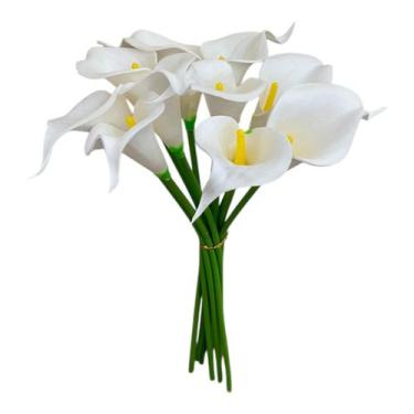 Imagem de Buquê Copo de Leite com 10 Flores em Toque Real Ramalhete Artificial P