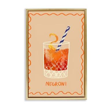 Imagem de Stupell Industries Negroni com canudo listrado dourado emoldurado em tela flutuante design de arte de parede por Florentina Dolci, 43 x 63 cm