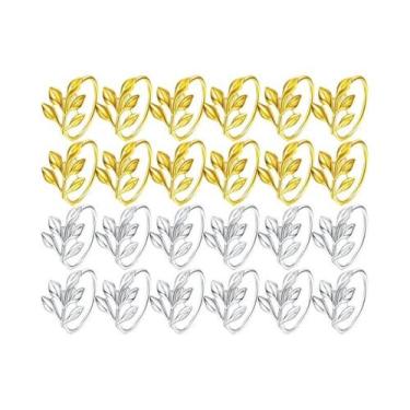 Imagem de Argolas De Guardanapo Vintage Com Folhas Douradas E Prateadas, Elegant