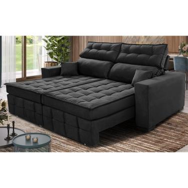 Imagem de Sofá Retrátil e Reclinável 2,20m Molas Ensacadas e Costura Tripla Cama inBox Japão. Velusoft
