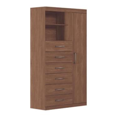 Imagem de Cômoda Multiuso 6 Gavetas 1 Porta Suzhou Jatobá - CASA H