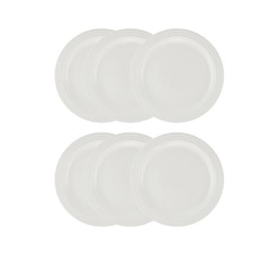 Imagem de Jogo de 6 Pratos Rasos de Cerâmica 27 cm Branco