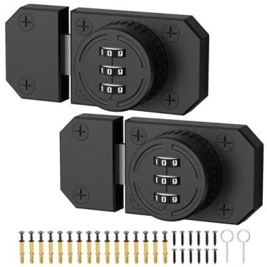 Imagem de Fechadura de armário com combinação, fechadura de porta de armário com senha de 3 dígitos, fechadura mecânica de liga de zinco com parafusos para porta unidirecional, armário, porta de celeiro,