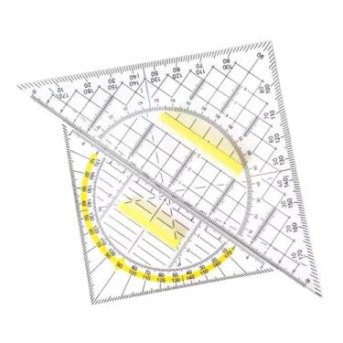 Imagem de predolo 2x Conjunto Quadrado Transparente Desenho Desenho Multifuncional com Cabo Destacável Régua Triangular para Escola em Casa