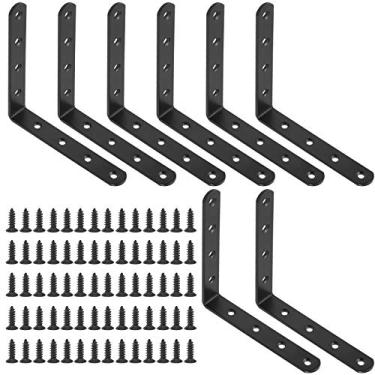 Imagem de Glarks 8 conjuntos de suporte em L preto de 125 mm, suporte de ângulo reto, suporte de juntas de canto para cadeira de madeira, prateleira, janela, armário de móveis (125 x 125 x 3 mm)