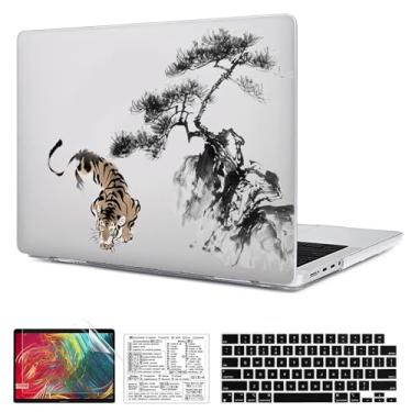 Imagem de QCzyc Compatível com MacBook Pro 16 polegadas versão 2021-2024 A3403 M4 A3186 M3 A2991 M2 A2780 M1 A2485 Pro/Max capa de plástico rígida e adesivo de teclado Mac OS e capa de teclado (Ink Tiger)