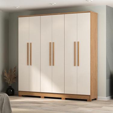 Imagem de Guarda-Roupa Casal Atualle São Paulo 6 Portas com Reflecta Canelato Off White