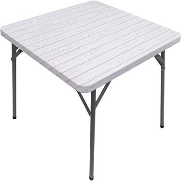 Imagem de CESGFC Toalha de mesa quadrada de madeira, estampa de textura de prancha de madeira, borda elástica, capa de mesa de jantar interna/externa, adequada para mesa quadrada de 81 cm x 81 cm