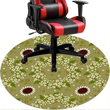 Imagem de Tapete de cadeira de escritório com flores, textura de flor, tapete de cadeira de mesa para piso de madeira de escritório em casa, protetor de piso de pilha baixa, redondo 119 cm