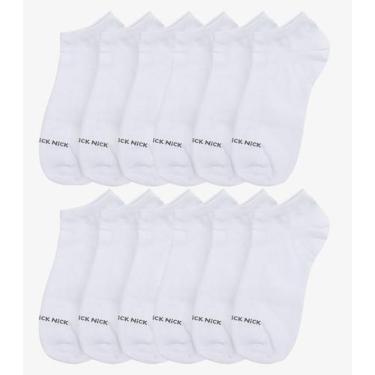 Imagem de Kit 12 Pares De Meia Soquete Lisas Trick Nick Branco, 28/33, Branco