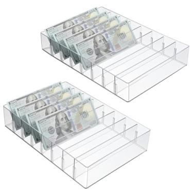 Imagem de Organizador de dinheiro SAFE2 peças, 8 seções, transparente, organizador de dinheiro, divisória de plástico, suporte de armazenamento de notas para envelope de dinheiro