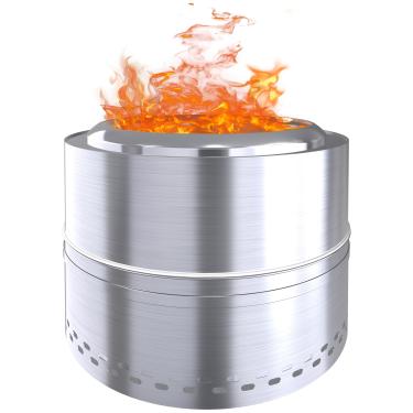 Imagem de FIRCPIT Lareira de 50 cm sem fumaça, fogueira externa de aço inoxidável 304, fogueira sem fumaça para uso externo com bolsa de transporte para acampamento no quintal, fogão a lenha