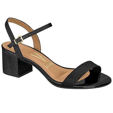 Imagem de Sandália Feminina Salto Quadrado Glitter Verniz Preto Vizzano 6291.900
