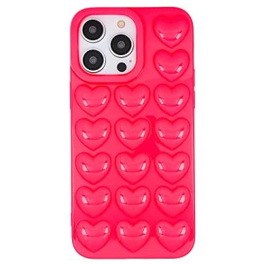 Imagem de DMaos Capa feminina compatível com iPhone 16 Pro, 3D Pop Bubble Heart Kawaii, fofa feminina para iPhone16 Pro 6,3 polegadas - rosa choque