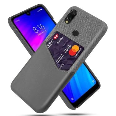 Imagem de Capa para Xiaomi Redmi 7,Tela e tampa de couro PU,Antideslizante,360°cobertura completa à prova de choque com 1 slot de cartão atrás,Prevenção de queda-Gray