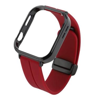 Imagem de Generic Assista a Alça Com Caixa de Proteção, Pulseira de Fivela Dobrável Magnética para Assistir Fit Fit 3 Acessórios para Substituição (Borgonha)