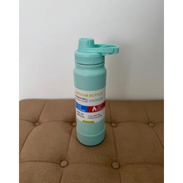 Imagem de Garrafa Térmica 800ml em Aço Inox com Parede Dupla, Alça e Base de Silicone Protetora Antiderrapante (Verde Água)