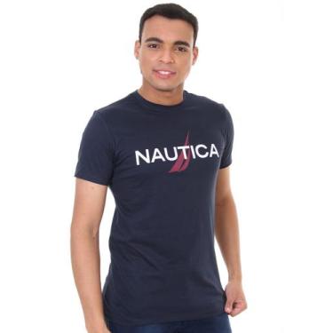 Imagem de Camiseta Nautica Masculina Bordeaux Logo Graphic Azul Marinho, M/M