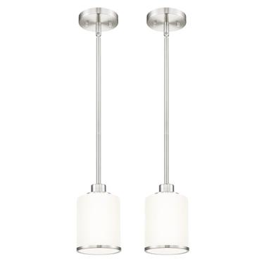 Imagem de Beionxii Luminárias Pendentes De Níquel Escovado Para Ilha Cozinha, Pacote Com 2, Vidro Fosco, Iluminação Sobre A Ilha, Pia, Sala Jantar, Entrada, Bx-Pl02Bn-2