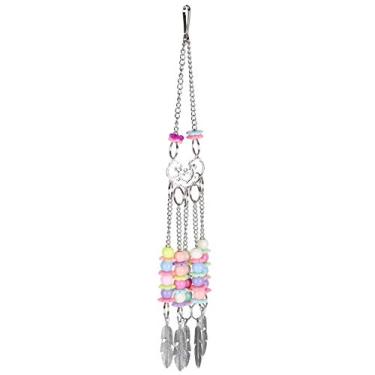 Imagem de Brinquedos para papagaios, brinquedos de gaiola de metal acrílico de cores mistas, papagaio pendurado mordendo mastigando com corda de penas para periquitos calopsitas conures