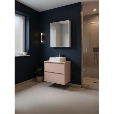 Imagem de Gabinete para Banheiro com Cuba e Armario 60cm Mdf Rosa Dubai - On Móv