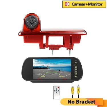 Imagem de Câmera de ré com suporte para luz de freio de 3ª geração e cabo de 10 m, compatível com Renault Trafic, Vauxhall/Opel Vivaro e Nissan Primastar (a partir de 2014)(Camera-Monitor)