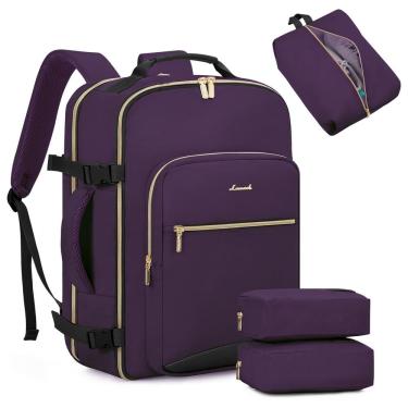 Imagem de Mochila de viagem LOVEVOOK 40L para mulheres e homens, laptop de 17", roxa