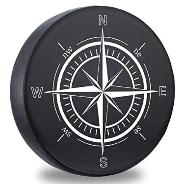 Imagem de Capa de pneu reserva DKIIGAME, capa de couro de vinil à prova de intempéries para Jeep Wrangler Sahara, Hummer H3, Toyota FJ, Trailer, RV, SUV, caminhão (impressão de bússola de 82-84 cm)