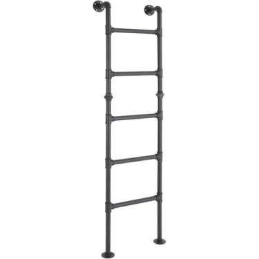 Imagem de Escada para beliche de 5 degraus, escada de escalada de janela de parede a chão de 1,5 m, ferro forjado, capacidade de 150 kg, interior e exterior para porões, sótãos, lofts, dormitórios e casa (170