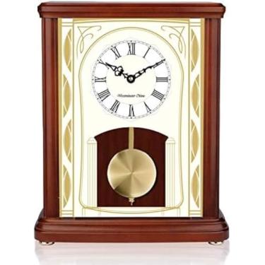 Imagem de Relógio Antigo Relógio De Mesa Vintage Relógio De Parede Com Pêndulo E Caixa De Música Cômoda De Madeira Escura Lareira Relógio De Pêndulo De Quartzo Para Lareira Prateleira De Mesa De Escr