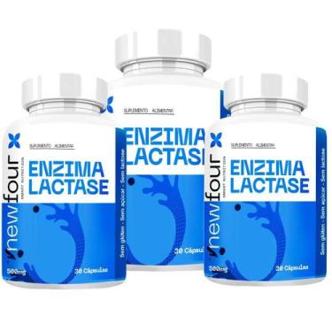 Imagem de Enzima Lactase Kit Com 3 Potes Com Total De 90 Cápsulas - New Four