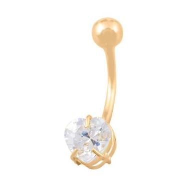 Imagem de Piercing De Umbigo De Ouro 18k Zirconia Modelo Coração - DR Joias