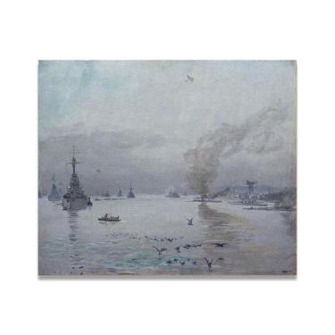Imagem de A Foggy Day John Lavery Classic Realist Portrait & War Scene Canvas Art – Decoração de parede de arte irlandesa para casa 39,98 x 48 cm Un Framed