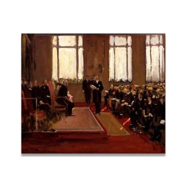 Imagem de Cerimônia de abertura da galeria de retratos John Lavery Classic Realist Portrait & War Scene Canvas Art – Decoração de parede de arte irlandesa para casa 30 x 36 cm Un Framed