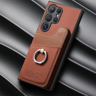 Imagem de Capa tipo carteira magnética com porta-cartões para Samsung Galaxy A55 5G (para Samsung Galaxy A55 5G/Marrom)