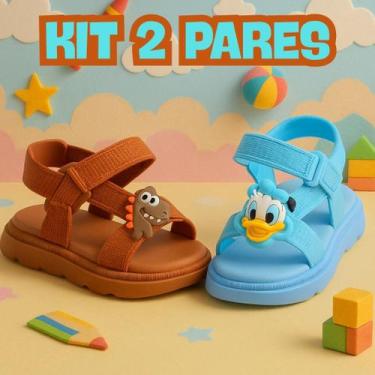 Imagem de Kit 2 Pares Sandália Papete Infantil Baby Masculina Anatômica Macia La