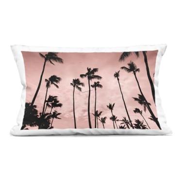 Imagem de Stupell Industries Almofada impressa para interiores Evenings Edge Pink Palms, 35 x 18 x 50 cm