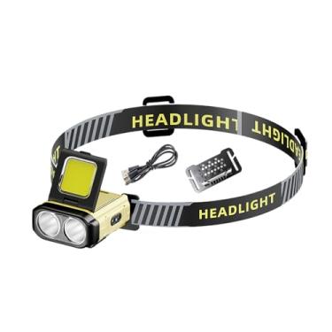 Imagem de Lanterna de cabeça recarregável – lanterna USB para acampamento ao ar livre – farol portátil à prova d'água brilhante para pesca noturna, atividades ao ar livre, acampamento, caminhada, corrida