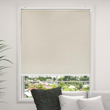 Imagem de RED GRAPES Persianas de rolo para janelas internas, 100% blackout, tecido de proteção UV, isolamento térmico, persianas de janela com fio para abrir para casa, quarto, fácil de instalar, 2 peças (71