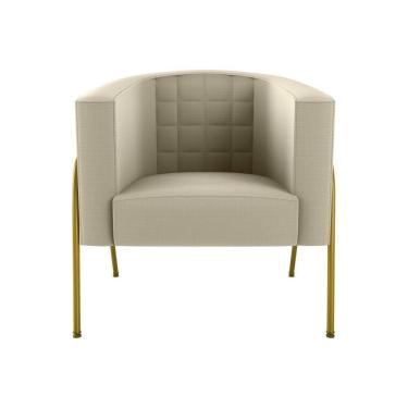 Imagem de Poltrona Decorativa Base Em Metal Dourada Lisboa Bege Matrix Bege-dourada