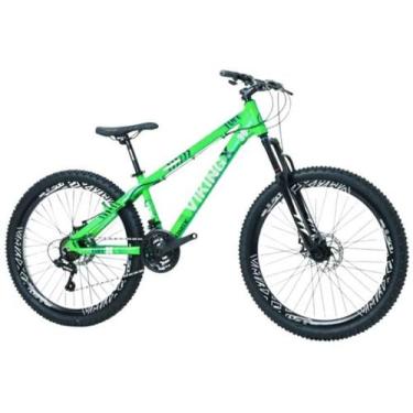 Imagem de Bicicleta Vikingx Aro 26 Câmbios Shimano 21V Verde Neon com Capacete