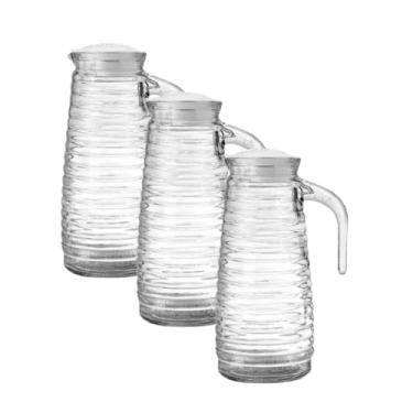 Imagem de Jarra de Vidro Kit com 3 1Litro Para Suco Agua Leite Iogurte