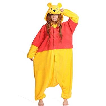Imagem de Pijama adulto de Halloween ZEALOVE para dormir de animal cosplay fantasia adulto macacão fantasia para Winnie, Amarelo, Medium