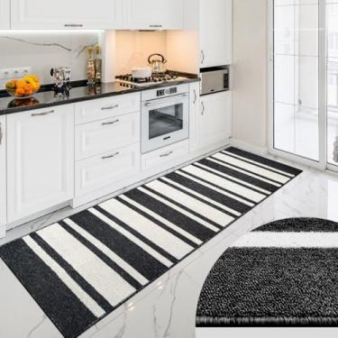 Imagem de 1 Tapete Cozinha Passadeira Antiderrapant 66x200 Oa Dt Rg Vr (RG GRAFITE CORREDOR Marfim Cinza - Listras Listrado)