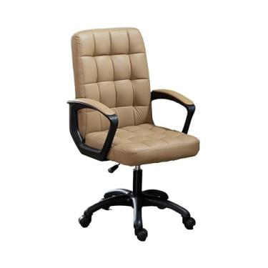Imagem de ZzleoyuUUs-12 Cadeira de escritório giratória PU couro macio cadeira de mesa com assento acolchoado e apoios de braço, altura ajustável no meio das costas, cadeira de escritório acolchoada para