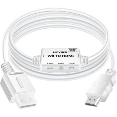 Imagem de HOXIBSL Wii to HDMI Converter Adapter 1080P Video Output,with 3.5mm Audio Jack,Support 4:3/16:9 Screen Aspect Ratio Switch,Compatible with Wii,U,HDTV, Monitor （White-6.56FT）